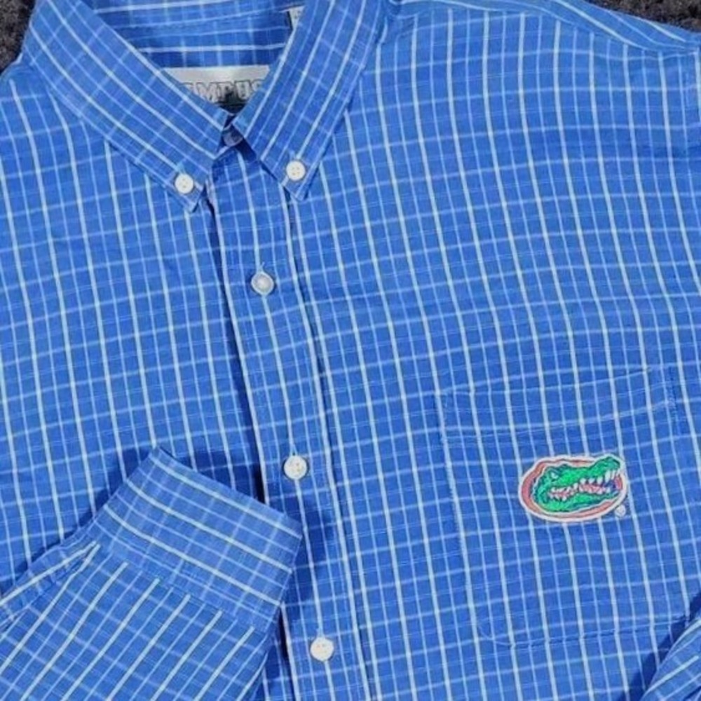 Campus Specialties Florida Gators Blue Grid Button Down Shirt Mens Large NCAA